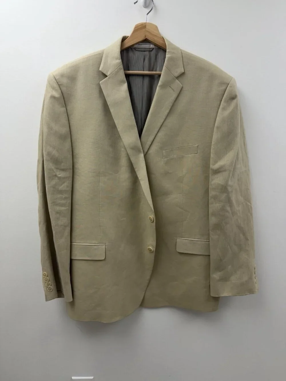 Calvin Klein Mens Sz 50R Beige 100% Linen Blazer 2 Button Dual Vent Great Look - Picture 12 of 13